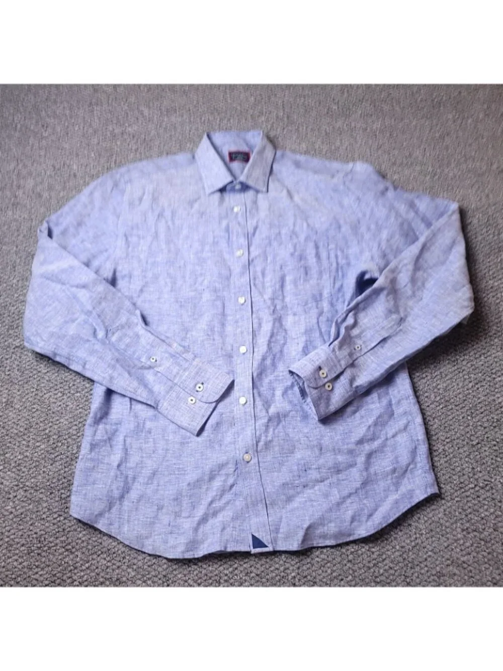 UNTUCKit Santo Linen Shirt Mens L Large Slim Blue Button Long Sleeve